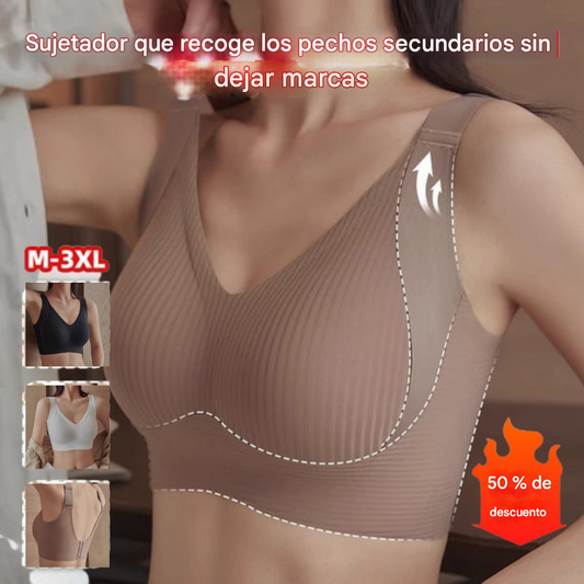 🏆50% de descuento【Paquete de 4】【Para 40-95 kg】Sujetador femenino sin aros y sin costuras❤️Algodón Tencel natural, antibacteriano y cómodo