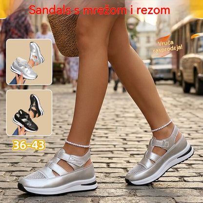 【36-43】Ženske sportske sandale na platformu, prozračni mrežasti materijal, mekan i udoban potplat