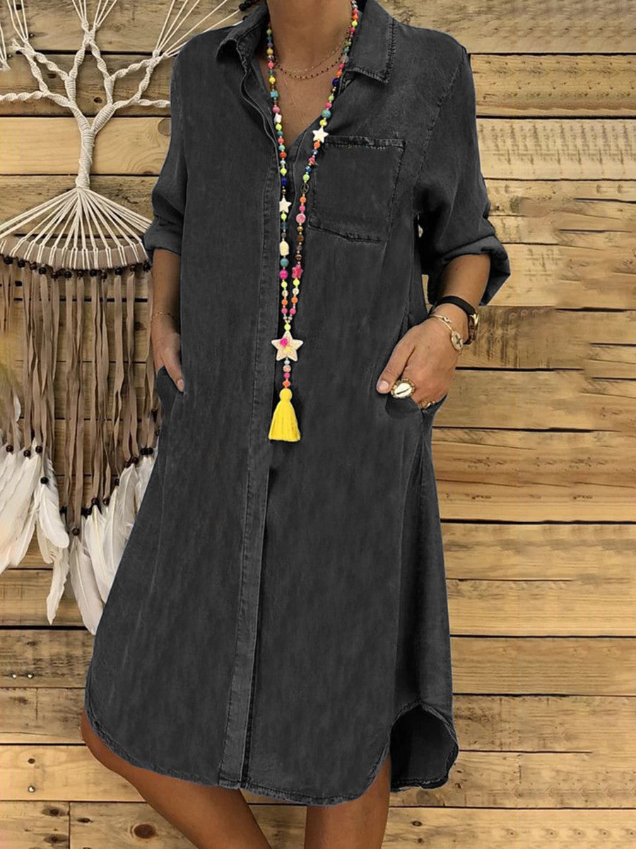 👘50% de descuento🔥【40–120 kg】Nuevo vestido vaquero de mujer de tallas grandes 2026, casual y versátil ✅Pago contra entrega