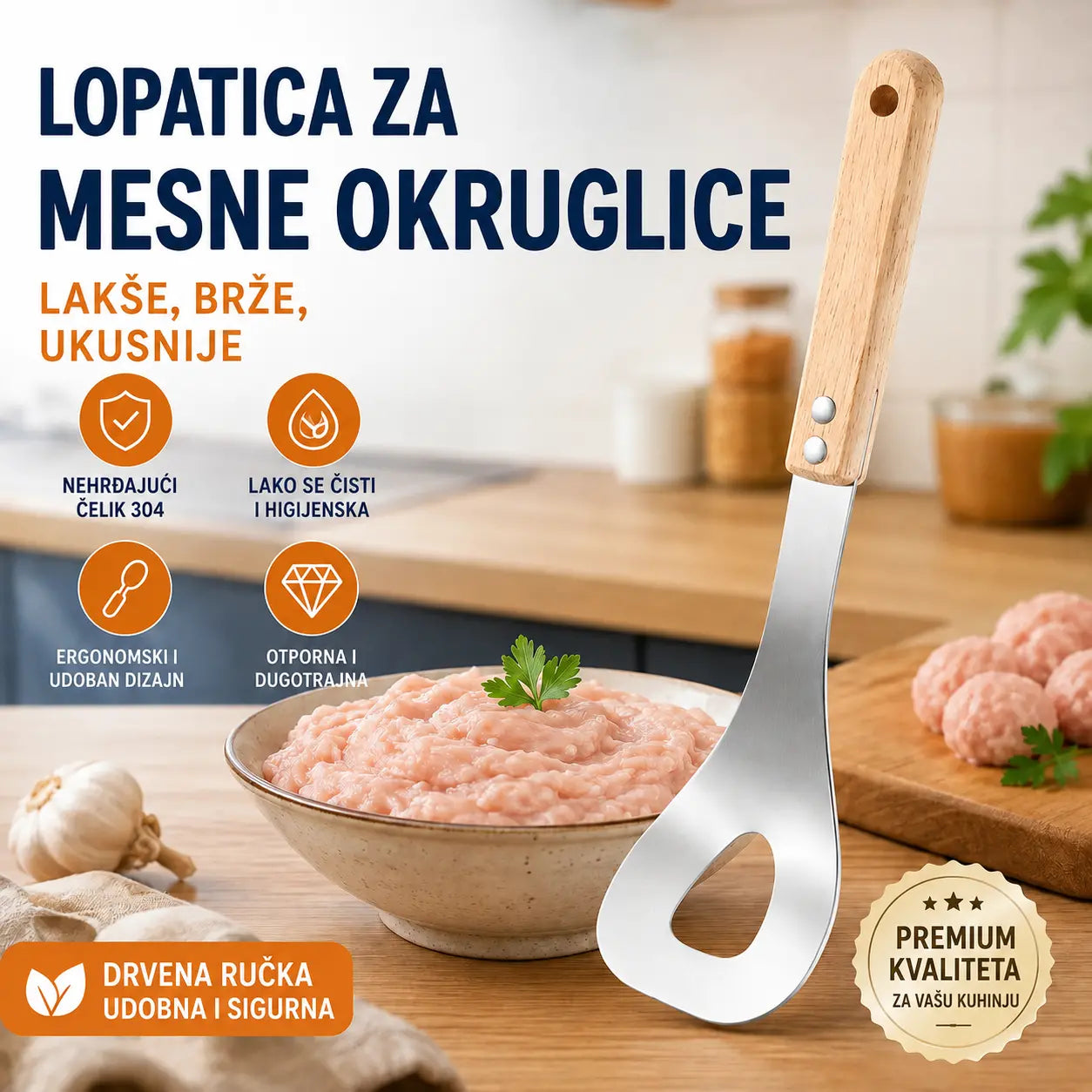 🍖 【2 komada】Kalup za mesne okruglice od nehrđajućeg čelika 304 – Idealno za izradu mesnih i ribljih okruglica, savršeno za kuhanje kod kuće 🥄