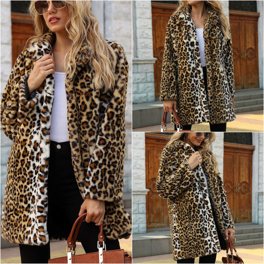 Posljednji dan 30% popusta🔥【S-3XL】Moderna ženska zimska jakna od umjetnog krzna s leopard uzorkom.3872406