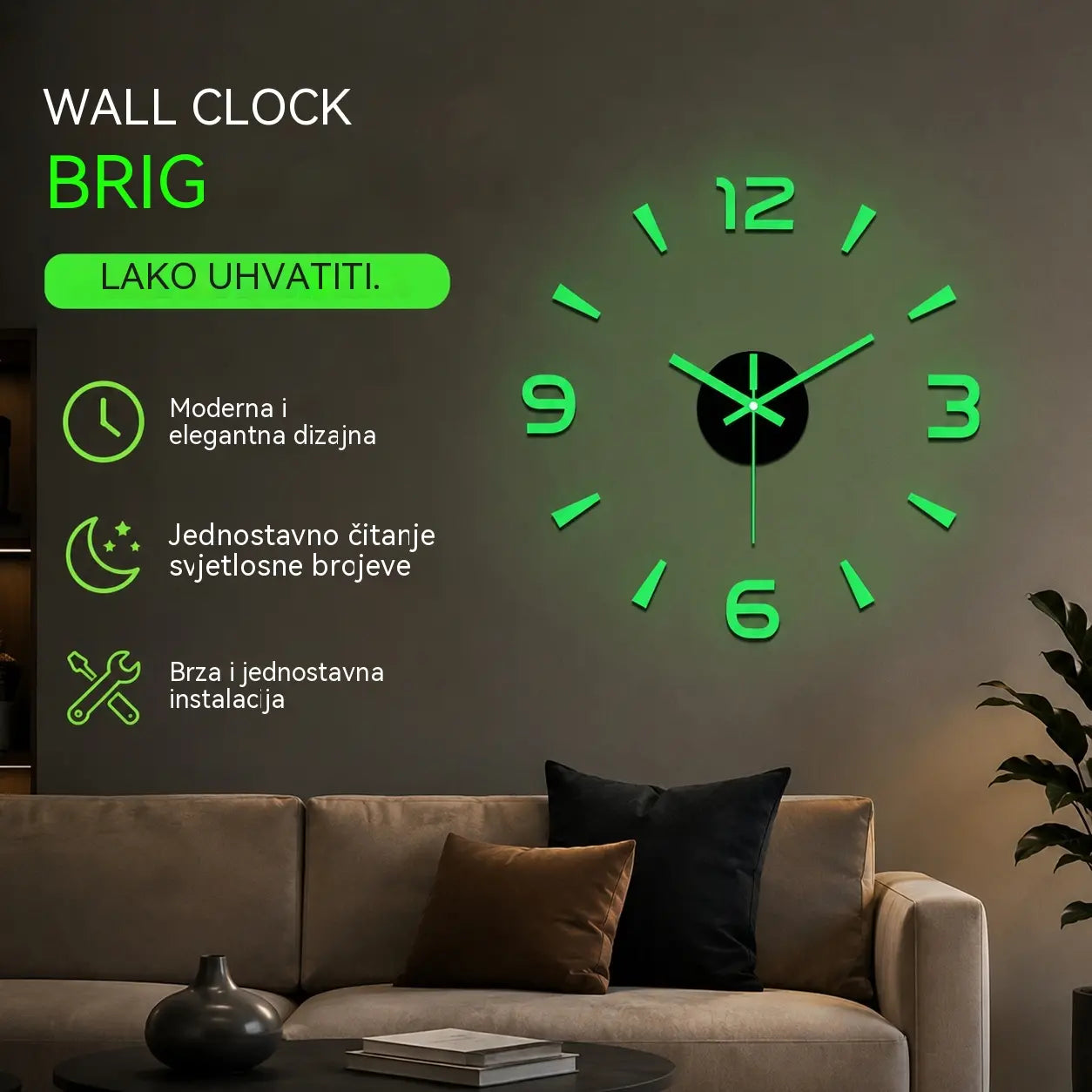 Reloj de pared acrílico luminoso 3D sin necesidad de taladrar (requiere montaje)
