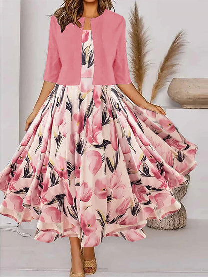 🔥💃【Proljetni novi dolazak】【S-3XL】Proljetna vila💚 Novi cvjetni set od dva dijela s haljinom i jaknom