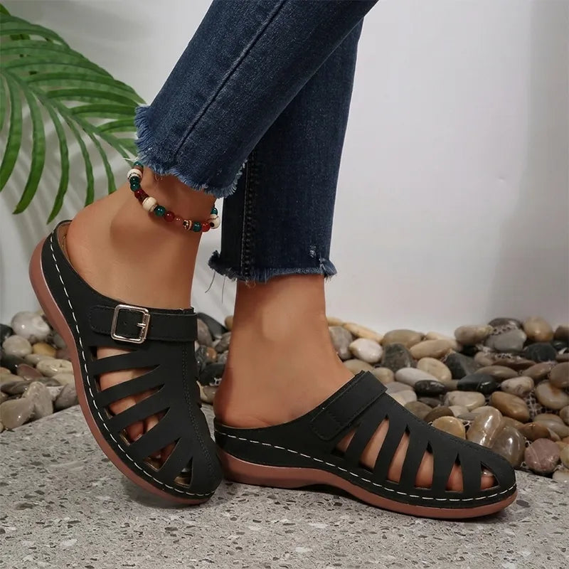 👡 Ljetne klompe od prave kravlje kože – izrezan dizajn s čičkom, anatomski potplat protiv umora, 5 boja, veličine 36-43! ☀️✨