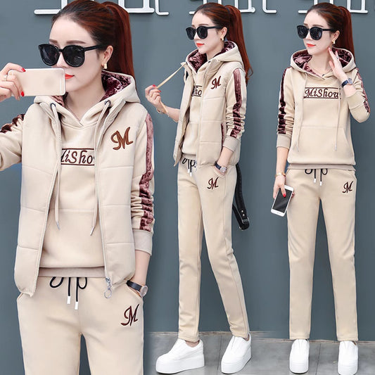 🔥💃Nova jesensko-zimska modna trenirka 【Hlače+Džemper+Prsluk】💖 Ženski športno-udobni komplet iz žameta – velike velikosti✨