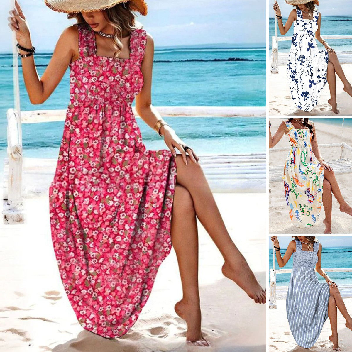 ¡Oferta por tiempo limitado! [Tallas S-3XL] 🌈Nuevo vestido de verano con estampado de tirantes para 2025.🌷 