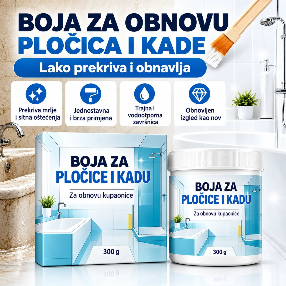 🏠 Komplet boja na bazi vode za jednostavnu obnovu pločica i kada