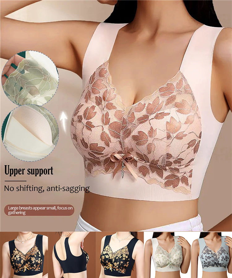 🎁Snižena cijena💖 [3 kom] [M-4XL] Čipkasti grudnjak velike veličine, bez žice, luksuzan, prekrasna leđa, seksi, prozračan, bešavni grudnjak [40-100 kg]