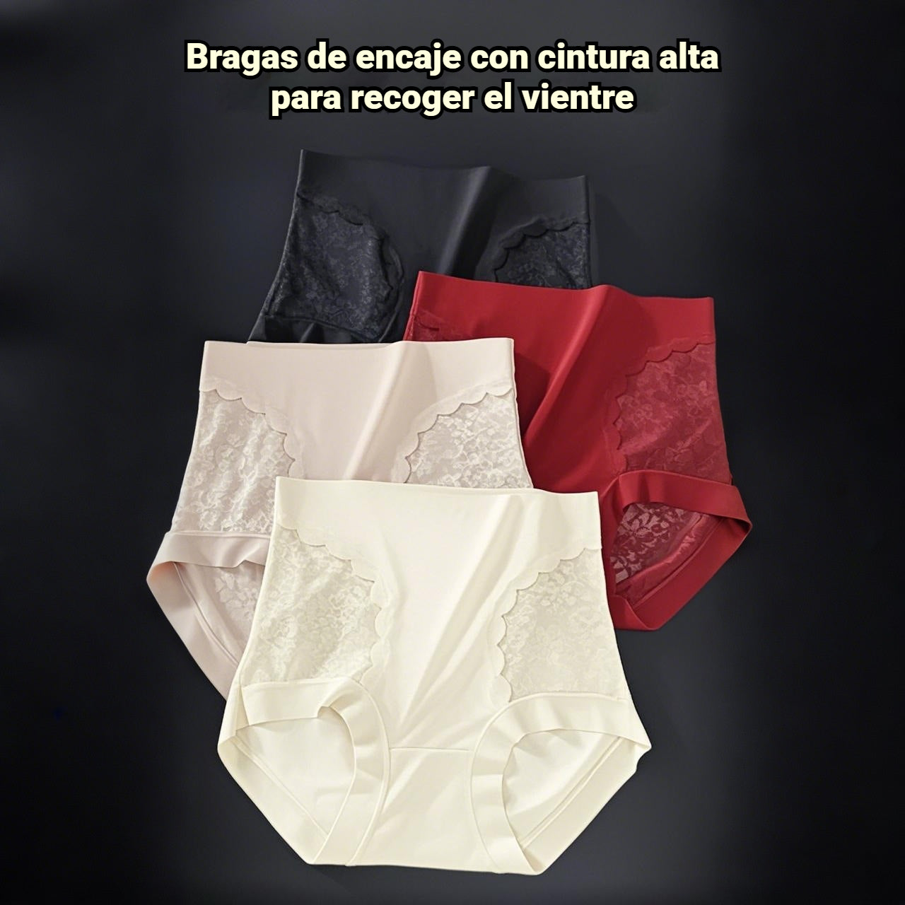 Braguitas de control de abdomen de alta elasticidad con encaje sin costuras para mujer, bragas moldeadoras y levantadoras de glúteos