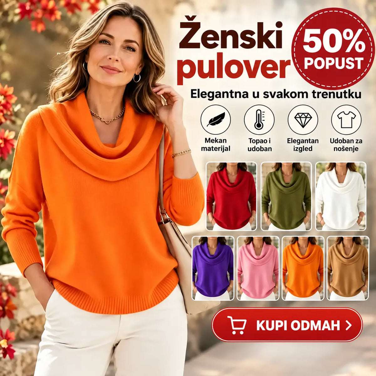 🔥【S–3XL】Ženski pleteni pulover za jesen i zimu – mekan, udoban i elegantan