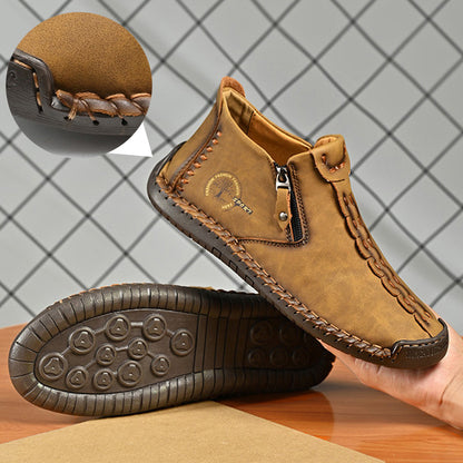 🥾Изцяло ръчно изработени мъжки ботуши Martens от естествена кожа (38-48), с подплата от пух и цип – топли, удобни и елегантни, подходящи за зимата.