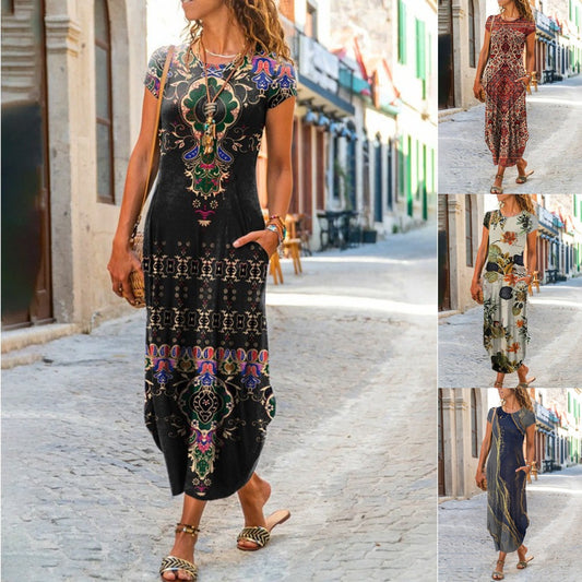 🌈👗【S-3XL】2025 Ženska nova labava elegantna modna haljina s otisnutim džepovima