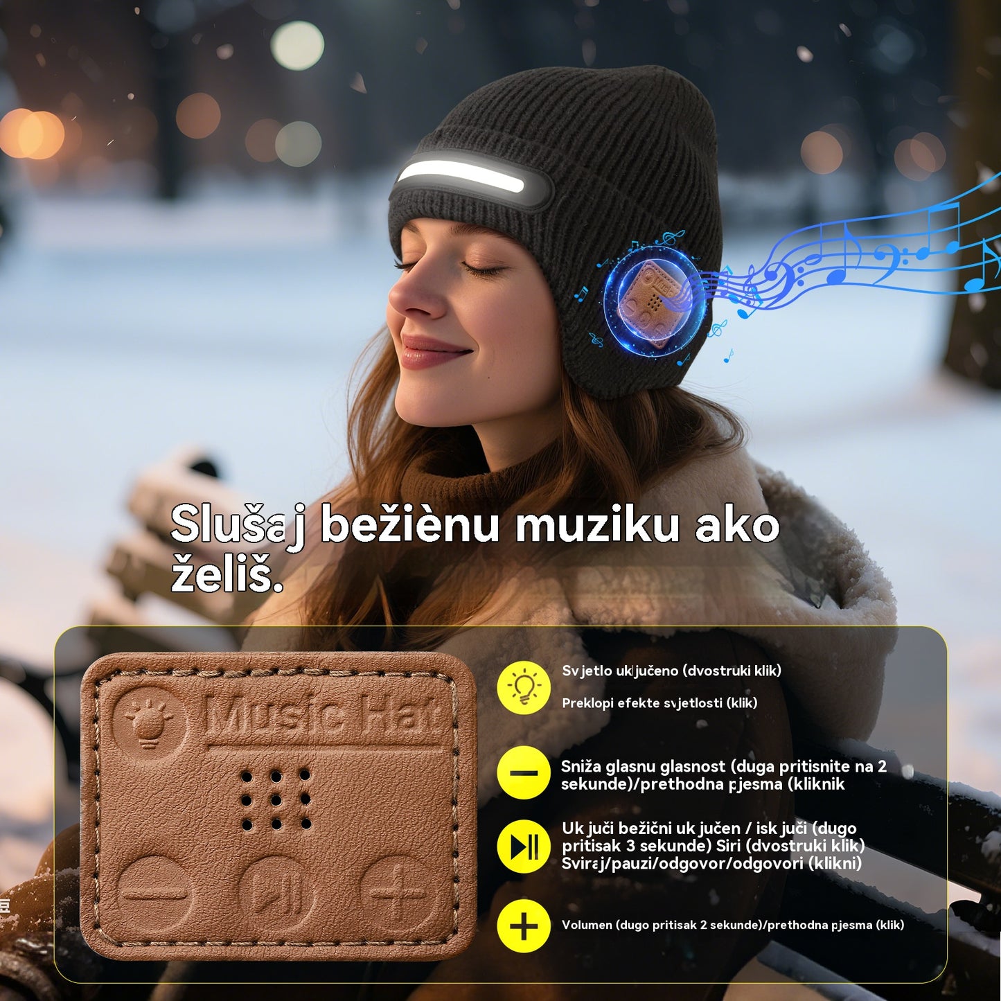 Zimski novi proizvod, 35% popusta🔥🧢Punjava LED kapa s Bluetoothom, unisex, topla, svestrana i moderna💡