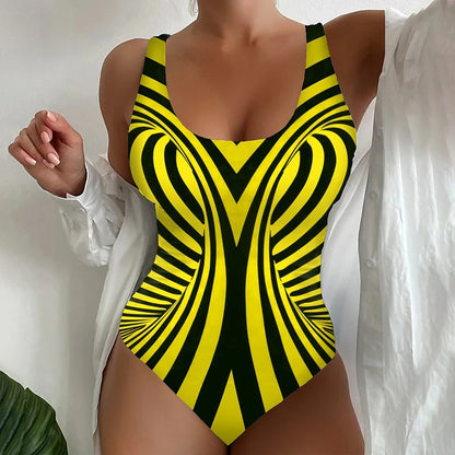 🥰【Последен ден - 50% отстъпка】🔥【S~8XL】Уникален раиран бански костюм от една част