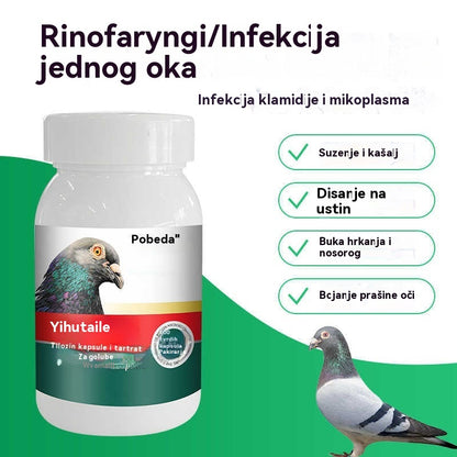 🕊️100 kapsula, poseban lijek za trkaće golubove, trkaće golubove, kašalj i piskanje, suzenje, zamućenje pijeska u očima, crni i crveni nos