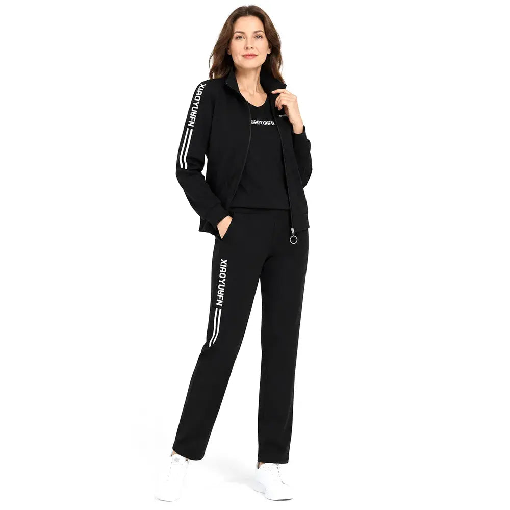 Elegancija i apsolutna udobnost! Elegantna trenirka od 3 dijela za žene (jakna s patentnim zatvaračem + majica + hlače / Veličine: M-6XL)! ✨