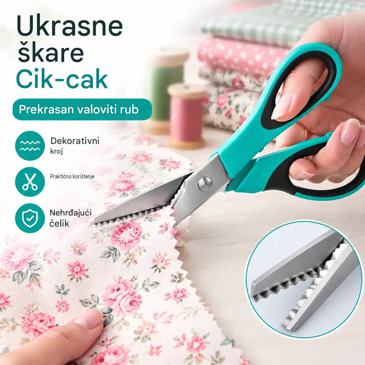 ✂️ Profesionalne nazubljene škare - Oštre nazubljene škare za tkaninu - Plaćanje pouzećem dostupno