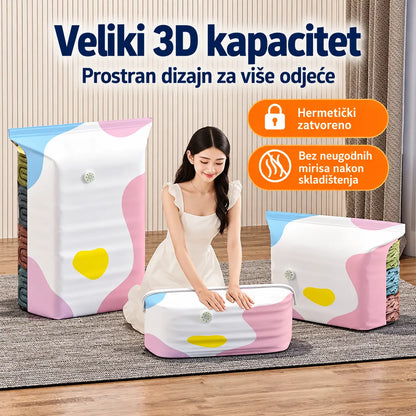 🧳【Set od 5 dijelova】💨 Velika, stlačiva vakuumska vrećica za pohranu: nije potrebna pumpa, nepropusna je i idealna za uštedu prostora u koferima i kod kuće ✈️