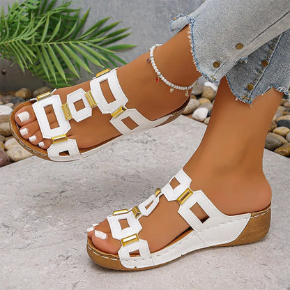 👡Ljetne udobne sandale na punu petu | Potpora svodu stopala · Retro i svestrane