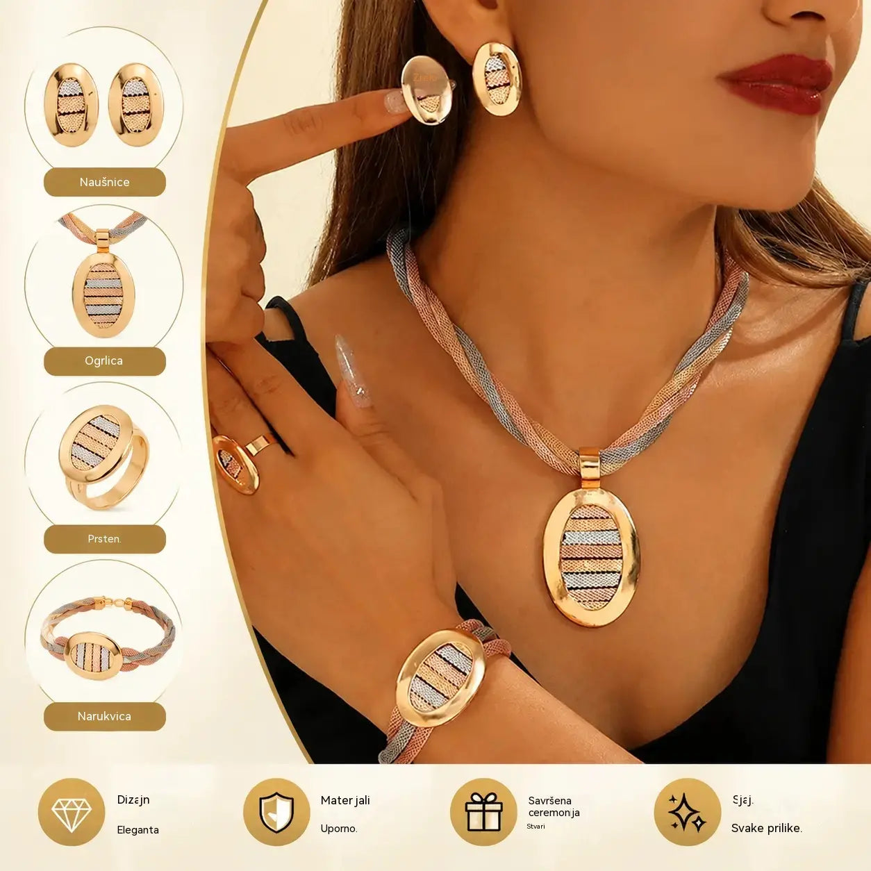 📢📢 50% popusta! ⏰ Elegantni set nakita od četiri dijela s kubičnim cirkonima - Plaćanje pouzećem - Besplatna dostava