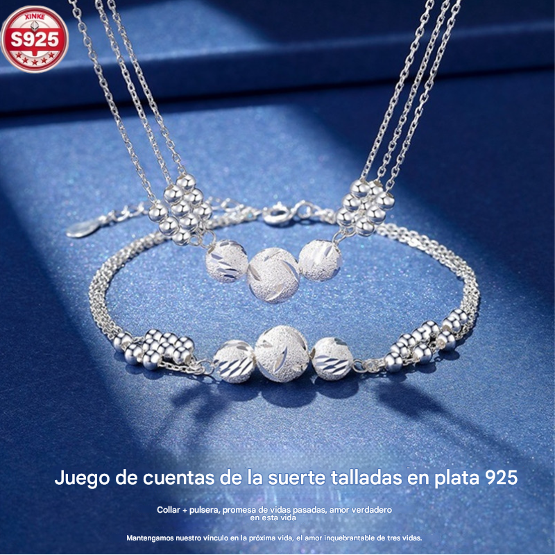 🔥Vruća rasprodaja🔥 ✨【Ogrlica + narukvica】Komplet nakita od 925 srebra s elegantnim gravurom 💎