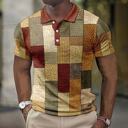 💥👕2026【S-5XL】Nova muška karirana prugasta polo majica od pamuka i lana