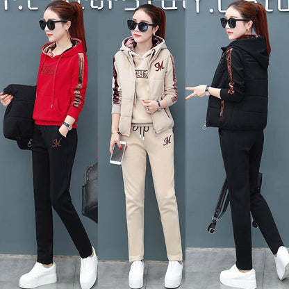 🔥💃Nova jesensko-zimska modna trenirka 【Hlače+Džemper+Prsluk】💖 Ženski športno-udobni komplet iz žameta – velike velikosti✨