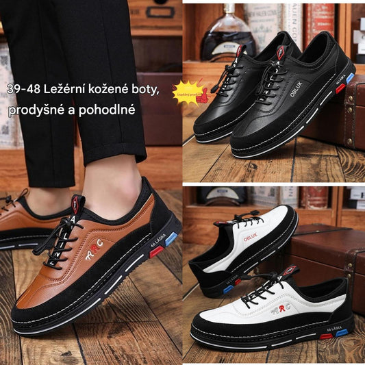 💯🔥【39-48】Pánské casual obchodní boty z voděodolné a odolné proti skvrnám kůže, s měkkou podrážkou pro pohodlné nošení.