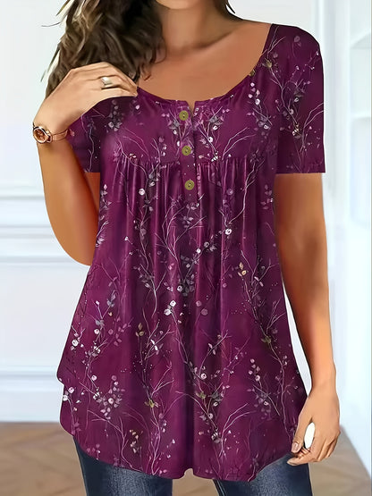 📢🦋Ženski plisirani top s printom buketa - elegantan i udoban 🌸 Iznimno mekan i udoban - Plaćanje pouzećem