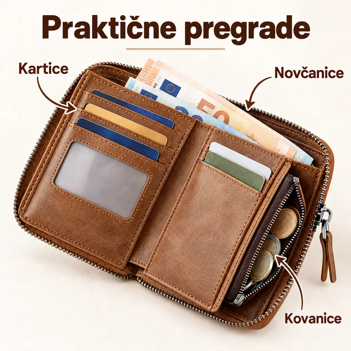 🎉👝Muški novčanik velikog kapaciteta s antimagnetskim učinkom 2026. izrađen od mekane kože-