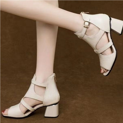 💖Najniža cijena ograničenog trajanja👡【Veličine 35-40】2026 Nove rimske sandale, mekani riblji rep potplat, ažurni otvor, debela peta, izrađene od meke kože