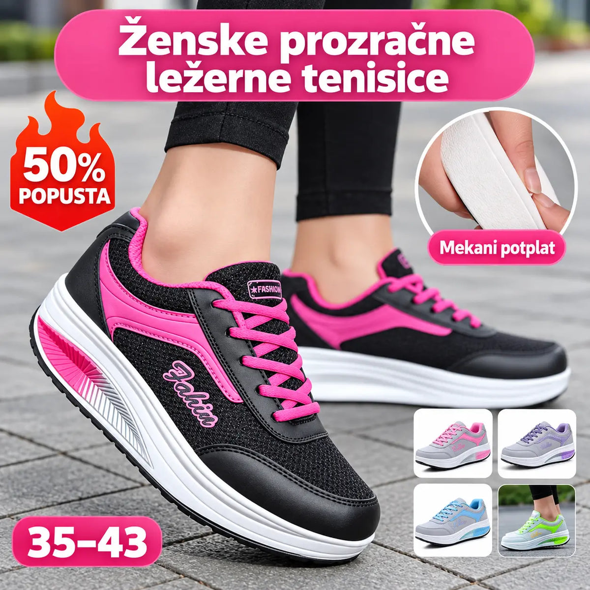 🔥【50% popusta】👟【Veličine 35-43】Ženske moderne prozračne ležerne tenisice - vodootporne - prikladne za sve četiri kuta