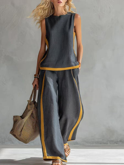 💃💛Novi ljetni dolasci! 😍Elegantno žensko odijelo bez rukava, širokog kroja, visoke kvalitete za ljeto. Jednostavno, jednobojno odijelo širokog kroja koje odiše opuštenim i ležernim stilom.