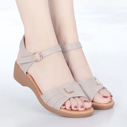 🔥👡【35~40】Sandalias de verano para mujer de piel suave con suela de cuña suave y antideslizante 3632293 
