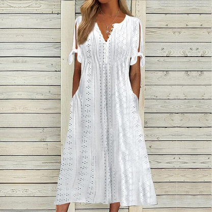 [🏆Rebajas de temporada] 👗Vestido de algodón suave en un color liso: cómodo y versátil, perfecto para el uso diario.