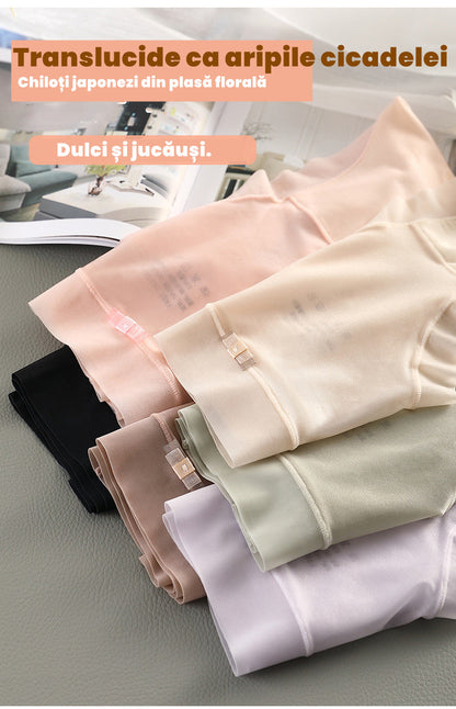 🩲🔥Promocja nowości 【6 sztuk】Damskie majtki z lodowego jedwabiu z wysokim stanem