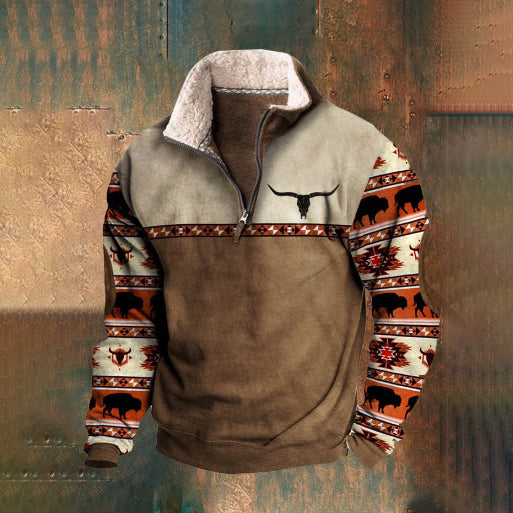 👕【35% de descuento】【S-4XL】Otoño e invierno 2024, suéter cálido de manga larga para hombre de moda con estampado 3D -3778396 