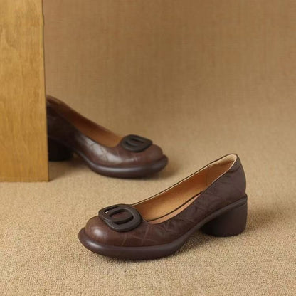 👠【Omejena ponudba 50%】【35-40】2025 nove udobne usnjene čevlje 👠 Retro 4 cm petka 🌟 Elegantne in vsestranske