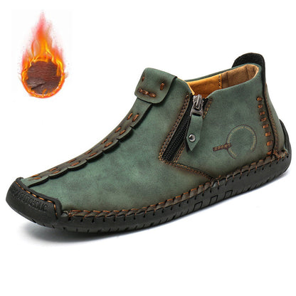 Árcsökkentés és kiárusítás!🥾Teljesen kézzel készített férfi Martens bőrcsizma (38-48 méret), plüss béléssel és cipzárral – meleg, kényelmes és elegáns, téli viseletre alkalmas.