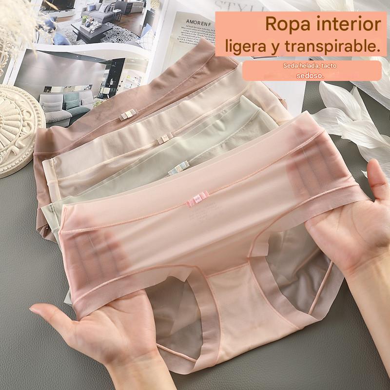 🩲🔥Promoción de lanzamiento 【6 unidades】Bragas de mujer de seda helada de cintura alta