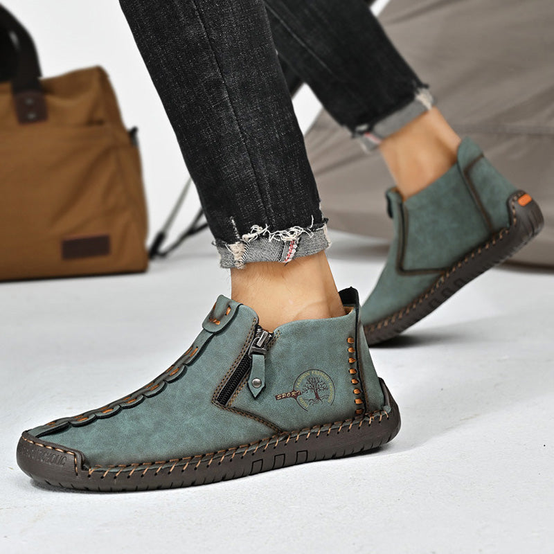 🥾Изцяло ръчно изработени мъжки ботуши Martens от естествена кожа (38-48), с подплата от пух и цип – топли, удобни и елегантни, подходящи за зимата.