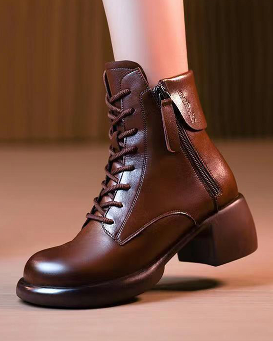 🔥✨【35-40】Botas cortas de suela gruesa británicas nuevas de otoño e invierno 2024--3778806 