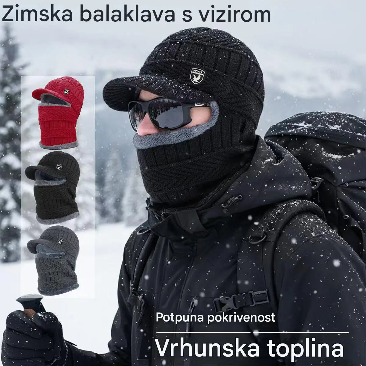 [Sezonski popust 50%] 🔥 Debela vunena kapuljača s vjetrootpornim dizajnom, prikladna za zimsku upotrebu na otvorenom.