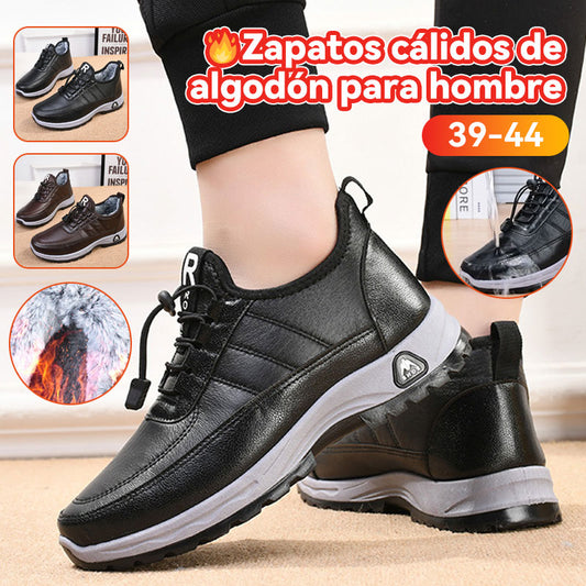 👟【39-44】Zapatillas de hombre, forro de algodón suave, suela blanda, impermeable y antideslizante