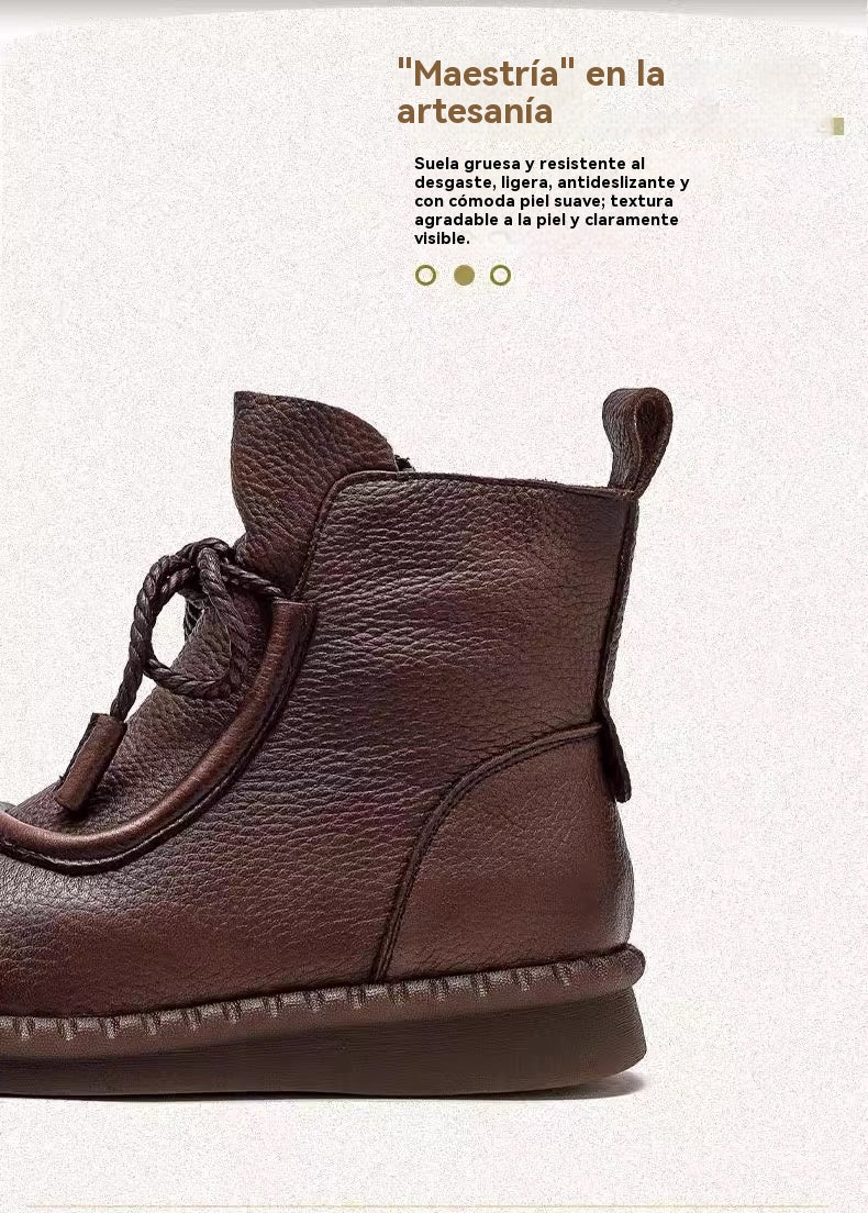 👢🔥【Tallas 35-40】40% de descuento - 👍 Nuevas botas estilo retro de cuero suave para principios de otoño 2025, transpirables y cómodas
