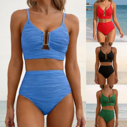 【S-2XL】Bikini de dos piezas de cintura alta, efecto reductor de abdomen y estilizador, ideal para vacaciones.