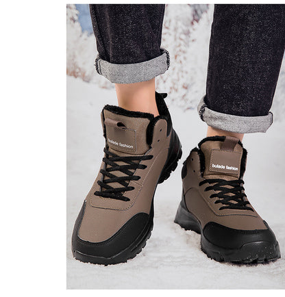 ⛄🔥👍【39-48】Moderne muške sportske svakodnevne cipele od kože, s debelim postavom, protiv klizanja, vunenom punjenjem i grijanjem-