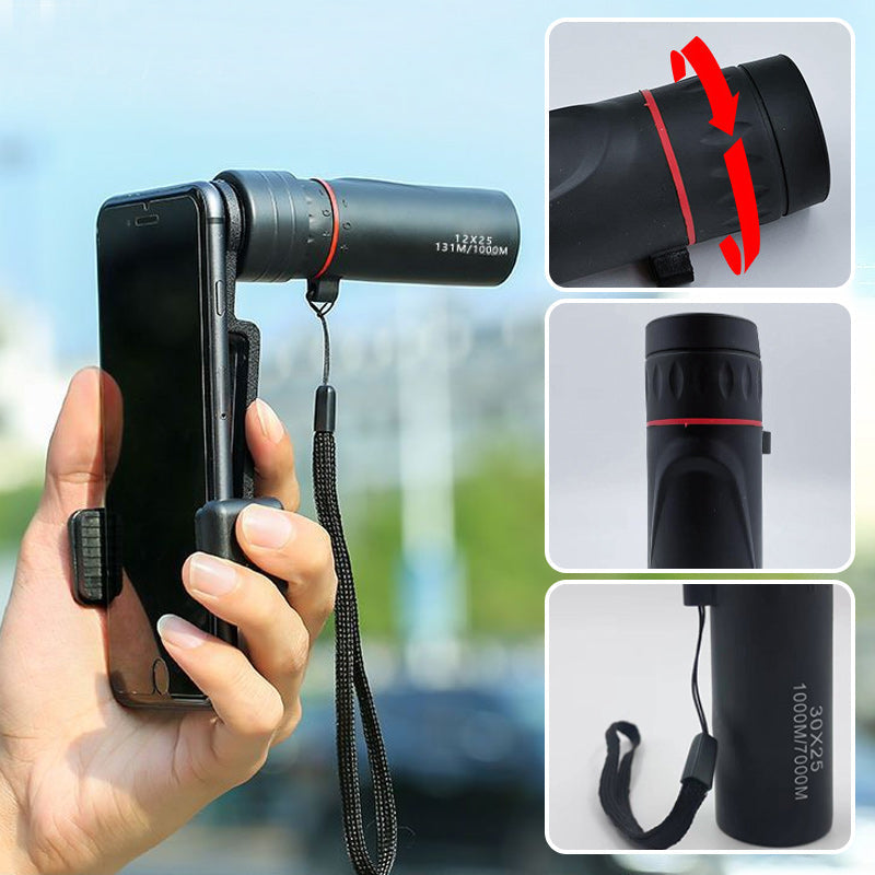 Prijenosni vanjski monokularni teleskop - 30×25 visoke razlučivosti s adapterom za pametni telefon za avanture.