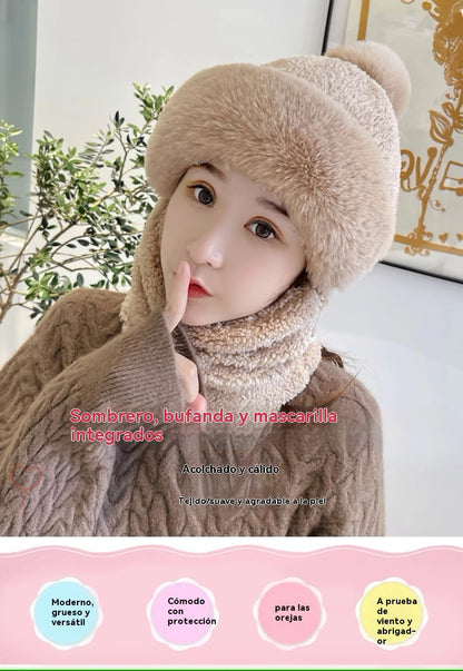 🔥【Compra 1 y llévate 1 gratis】Nuevo gorro y bufanda de lana de cordero para invierno, gruesos y cálidos, indispensables para exteriores y oficina.