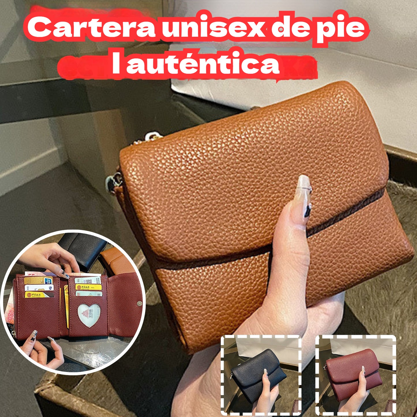 🔥✨⏰Cartera unisex Pebble de piel auténtica con protección RFID🔥